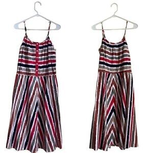 Vintage Jordache Striped Spaghetti Strap Midi Dress